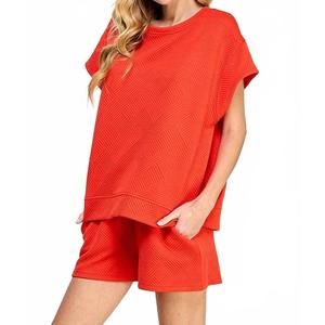NEW SEE AND BE SEEN textured short sleeve top in orange